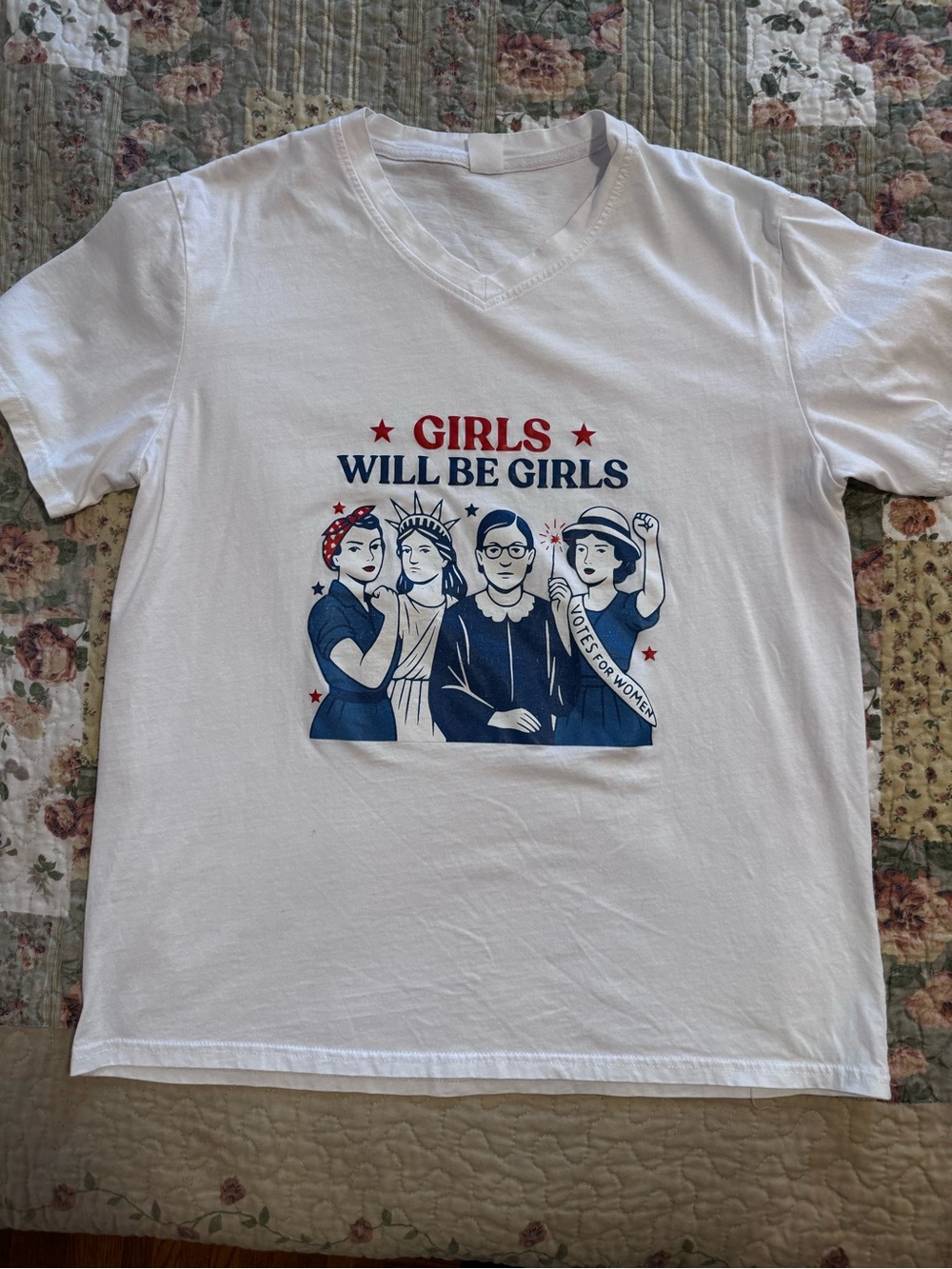 White 'Girls Will Be Girls' Short Sleeve Graphic Tee